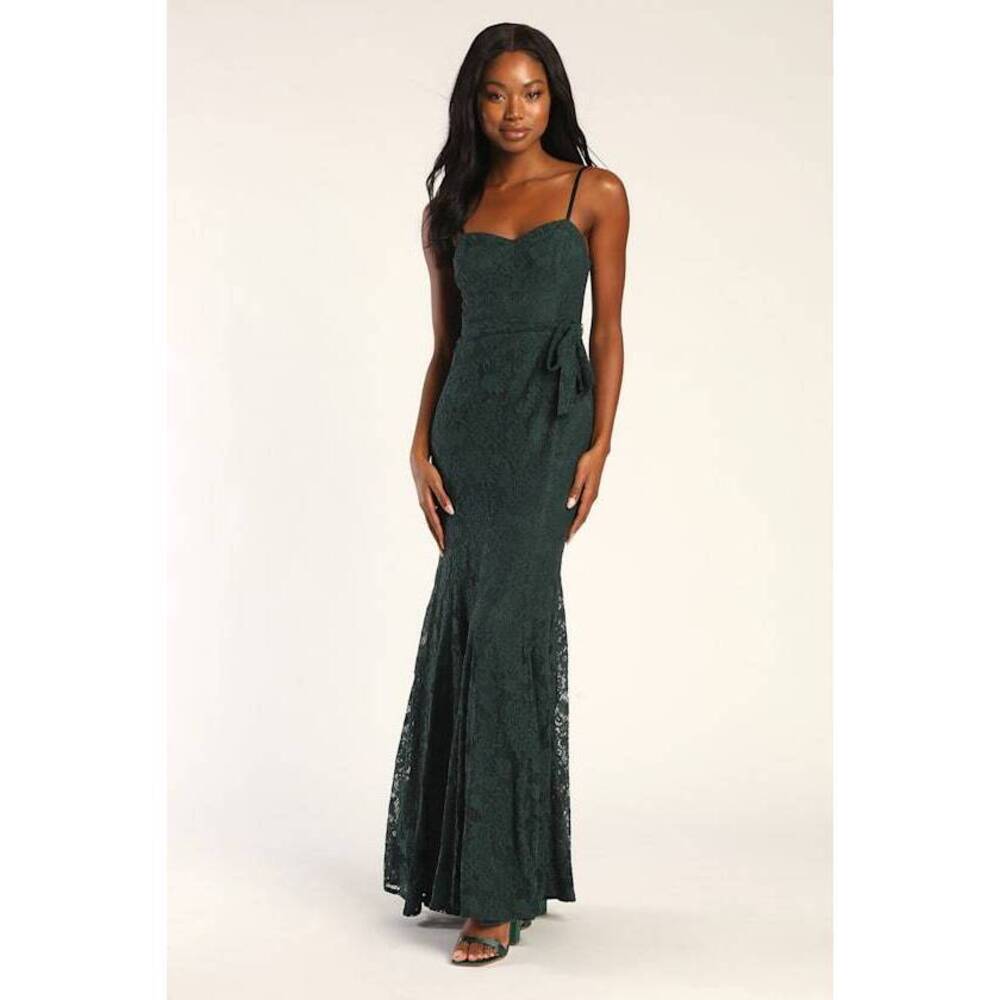 Lulus Everlasting Emotion Maxi Dress | Emerald Green Lace | Size L